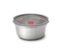 BLACK + BLUM Fiambrera multifunción, de acero inoxidable, 950 ml, redonda, apta para horno, microondas, congelador y lavavajillas, sellado al vacío y válvula de vapor en la tapa, fiambrera a prueba de