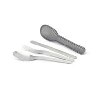 Black+Blum Juego de cubiertos de nido | 3 piezas de acero inoxidable compacto juego de cubiertos de viaje (cuchillo, tenedor y cuchara) vajilla portátil con funda de cierre a presión, plata