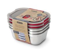 BLACK + BLUM - Juego de lonchera de acero inoxidable para microondas, sin plástico, con tapa hermética, con cerradura, apta para microondas, lavavajillas y horno, juego de caja mediana (3 x 30 onzas)
