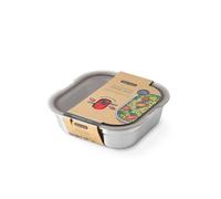 BLACK+BLUM - Lonchera de acero inoxidable para microondas, sin plástico, con tapa hermética, con cerradura, apta para microondas, lavavajillas y horno, cuadrada grande, 48 onzas