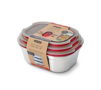 BLACK+BLUM - Juego de Lonchera de Acero Inoxidable para Almacenamiento, sin Plástico, con Tapa Hermética, con Cerradura, Apta para Microondas, Lavavajillas y Horno, Juego de Caja Mixta (567.0 g/850.5