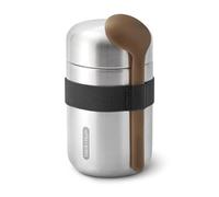 Black + BLUM - Caja de alimentos isotérmica - Termo de acero inoxidable, tapón hermético - Calor 6H, frío 8H - Correa y cuchara - 400 ml - Plata/Negro