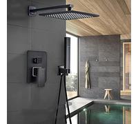 Black Bronze Bathroom Shower Faucet Rainfall Shower Head Wall Mounted Bathtub Mixer Tap Bath Shower Set System-2Way-8 Inch,