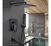 Black Bronze Bathroom Shower Faucet Rainfall Shower Head Wall Mounted Bathtub Mixer Tap Bath Shower Set System-2Way-12 Inch,3Way-12 Inch-B,Shower Faucet Set