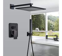 Black Bronze Shower Faucets Set Brass Rainfall Shower Head Single Handle Mixer Tap Bathroom Shower Bath Shower Set-8 Inch 2Way,