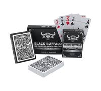 Black Buffalo Playing Cards Cartas de póquer de plástico resistentes al agua - 4 símbolos angulares con índice jumbo - pack doble