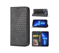 (Black)Business Style Pu Leather Phone Case Folio For Iphone 12 Pro With Card Holder Lenyard