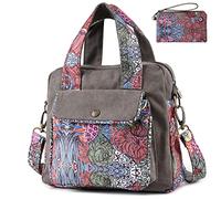 Black Butterfly Bolso de hombro de lona estilo nacional bohemio original para mujeres y niñas, Grey-Plus