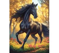 Black Caballo Corriendo al Atardecer Rompecabezas 300 Piezas Cartón Para Expertos Mascota de Vida Silvestre Actividad Familiar Educativa Hobby Colección Reunión Familiar Juegos Regalo Sorpresa 300 PCS
