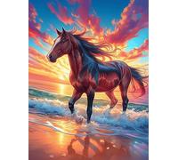 Black Caballo Corriendo al Atardecer Rompecabezas 500 Piezas Cartón Grueso Para Coleccionistas Mascota de Vida Silvestre Cute Eventos Team Building Ocio En Casa Regalo Fin De Año Mejor Valorado 500 PC