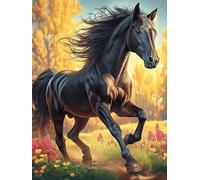 Black Caballo Corriendo al Atardecer Rompecabezas 500 Piezas Cartón Grueso para Coleccionistas Mascota de Vida Silvestre Eventos Team Building Ocio En Casa Regalo Fin De Año Mejor Valorado 500 PCS