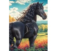 Black Caballo galopando al Atardecer Puzzles 300 Piezas Moderno Decorativo Animal Salvaje Mascota Rompecabezas Familiar para Hombres Y Mujeres Aliviar Estrés Maquetas Construir 300 PCS