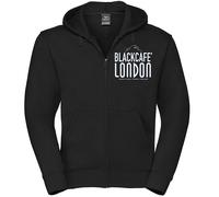 Black-Cafe London Classic Zip Hoodie, Negro/Blanco, Talla M