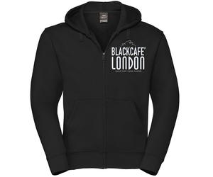 Black-Cafe London Classic Zip Hoodie, Negro/Blanco, Talla M