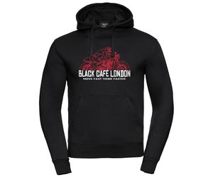 Black-Cafe London Fast Live sudadera con capucha, negro/rojo, Talla S