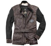 Black-Cafe London Retro Chaqueta de cuero de moto, negro/marrón, Talla 48