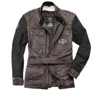 Black-Cafe London Retro Chaqueta de cuero de motocicleta, negro-marrón, tamaño 50 para Hombres