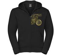 Black-Cafe London Retro Zip Hoodie, negro-oro, tamaño S para Hombres