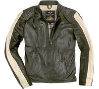 Black-Cafe London Vintage Chaqueta de cuero de moto, Verde oscuro, Talla 48