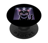 Black Cat Alien OVNIs Cute Kawaii Goth Girl Clothes Pink Goth PopSockets PopGrip Adhesivo
