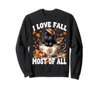 Black Cat Autumn Vibes For Cat Mom I Love Fall Most of All Sudadera