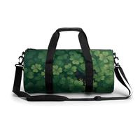 Black Cat Behind A Pile of Green Clovers - Bolsa de viaje para gimnasio y gimnasio para mujeres y hombres, bolsa de deporte con correa para el hombro