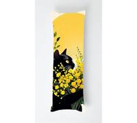 Black Cat Body Pillow Case Cover 70x90cm, Long Backrest Cushion Pillow Protector with Zipper, Decorative Bedding Pillowcase, Soft Body Pillow Cover for Couch Bedroom Bouquet