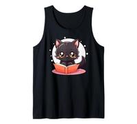 Black Cat Book Lover Reading Easily Distracted by Books Cats Camiseta sin Mangas