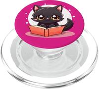 Black Cat Book Lover Reading Easily Distracted by Books Cats PopSockets PopGrip para MagSafe