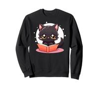 Black Cat Book Lover Reading Easily Distracted by Books Cats Sudadera