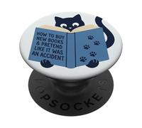 Black Cat Book Reading Book Lover Librarian Funny Bookish PopSockets PopGrip Adhesivo