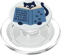 Black Cat Book Reading Book Lover Librarian Funny Bookish PopSockets PopGrip para MagSafe