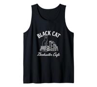 Black Cat Bookseller Cafe Cozy Vibe Disfraz de Fiesta de Halloween Camiseta sin Mangas
