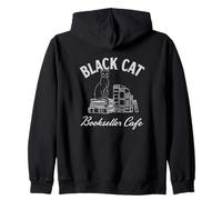 Black Cat Bookseller Cafe Cozy Vibe Disfraz de Fiesta de Halloween Sudadera con Capucha