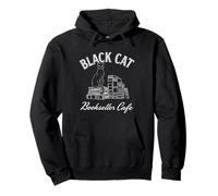 Black Cat Bookseller Cafe Cozy Vibe Disfraz de Fiesta de Halloween Sudadera con Capucha