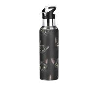 Black Cat Bright Eyes - Botella de agua de acero inoxidable de 32 onzas, a prueba de fugas, botella de agua deportiva sin BPA aislada