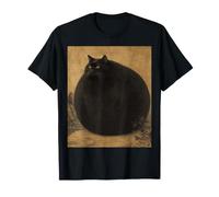 Black Cat Chonky Fat Funny Cat Lover Vintage Japanese Art Camiseta