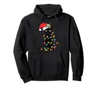 Black Cat Christmas Lights Funny Holiday Santa Kitty Lover Sudadera con Capucha