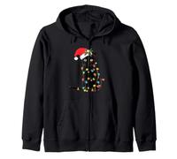 Black Cat Christmas Lights Funny Holiday Santa Kitty Lover Sudadera con Capucha