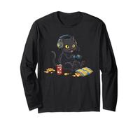 Black Cat - Controlador de Videojuegos, Consola de PC, Nerd Manga Larga