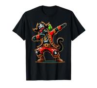 Black Cat Dabbing Dab Parrot Funny Halloween Pirate Costume Camiseta