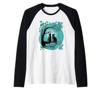 Black Cat Design For Women Kitten Couple Watch The Full Moon Camiseta Manga Raglan