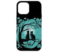 Black Cat Design For Women Kitten Couple Watch The Full Moon Carcasa para iPhone 12 Pro MAX