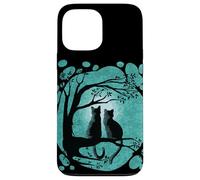 Black Cat Design For Women Kitten Couple Watch The Full Moon Carcasa para iPhone 13 Pro MAX