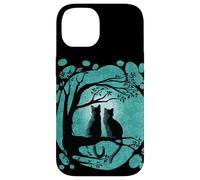Black Cat Design For Women Kitten Couple Watch The Full Moon Carcasa para iPhone 14