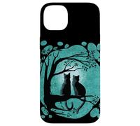 Black Cat Design For Women Kitten Couple Watch The Full Moon Carcasa para iPhone 14 Plus