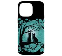 Black Cat Design For Women Kitten Couple Watch The Full Moon Carcasa para iPhone 14 Pro MAX