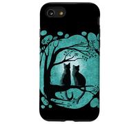 Black Cat Design For Women Kitten Couple Watch The Full Moon Carcasa para iPhone SE (2020) / 7/8