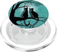 Black Cat Design For Women Kitten Couple Watch The Full Moon PopSockets PopGrip para MagSafe