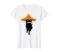 Black Cat El Gato Sombrero Fiesta Like A Sir Cute Cat Camiseta gráfica económica, Mujer, Blanco, L